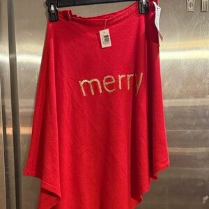Red Cape with Gold 'Merry' Embroidery